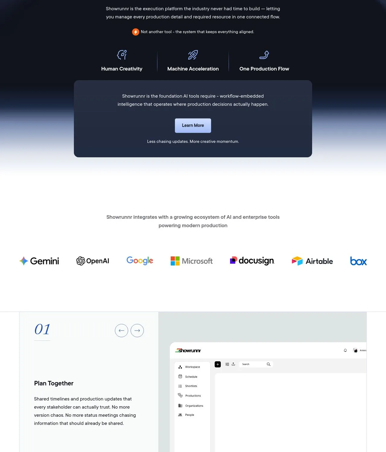 Showrunnr product directory built by Ammo Studio